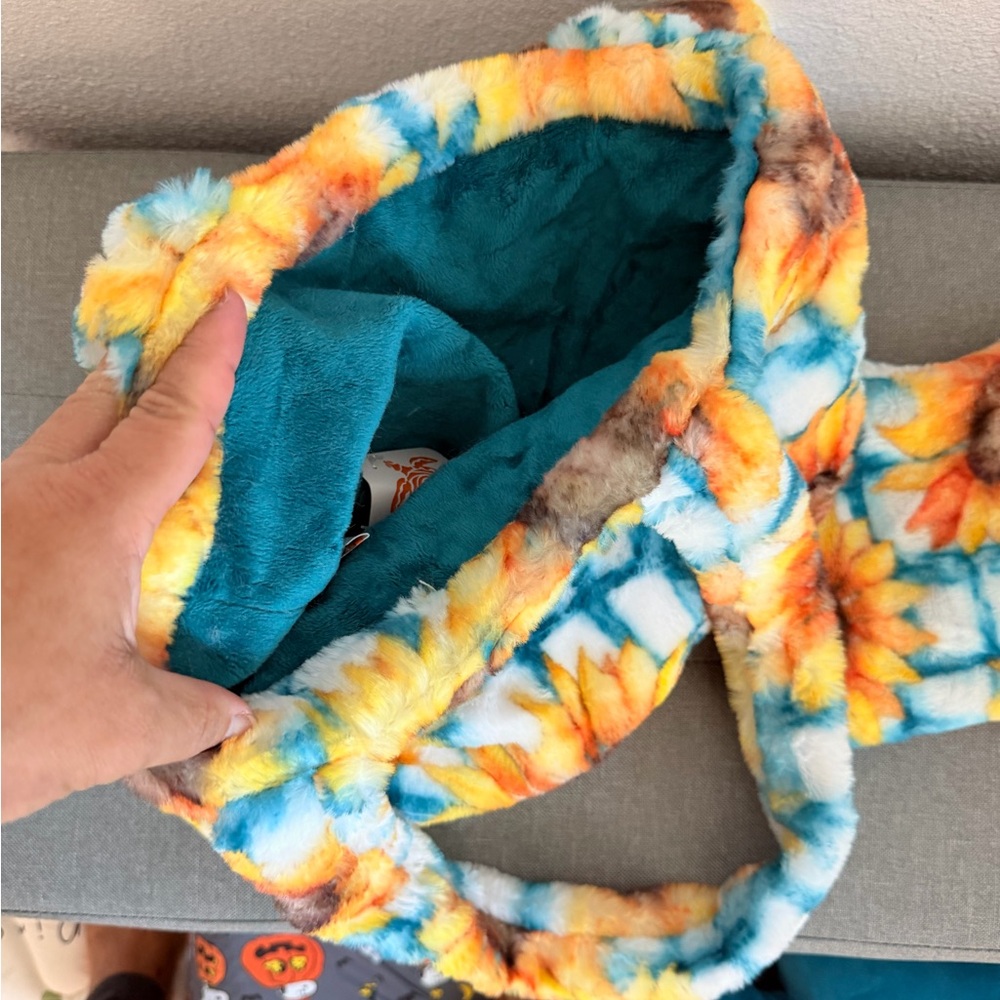 Sunflower Patterned Minky tote and mini bag - Picture 2 of 3